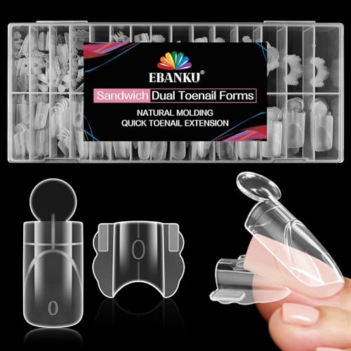 Clear Sandwich Toe Nail Dual Forms Kit - 280PCS Reusable Nail Extension Molds