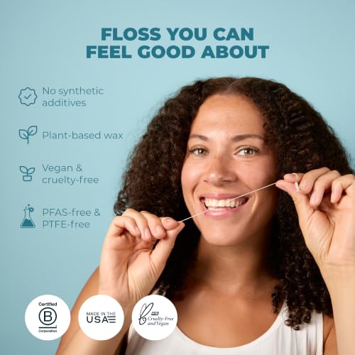 Vegan Sponge Floss for Sensitive Gums - Peppermint, Pack of 6