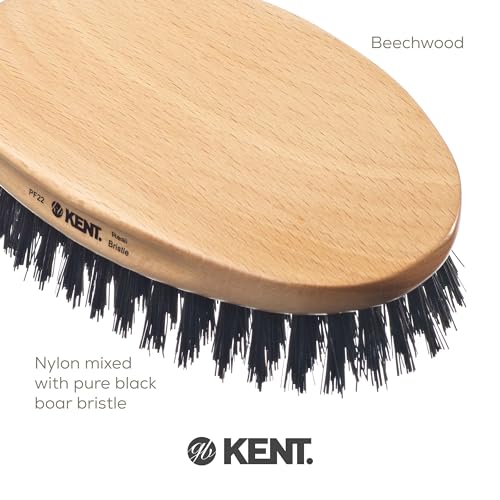 Kent PF22 Oval Black Military Brush - Boar & Nylon Bristle Grooming Brush - Variation PF22
