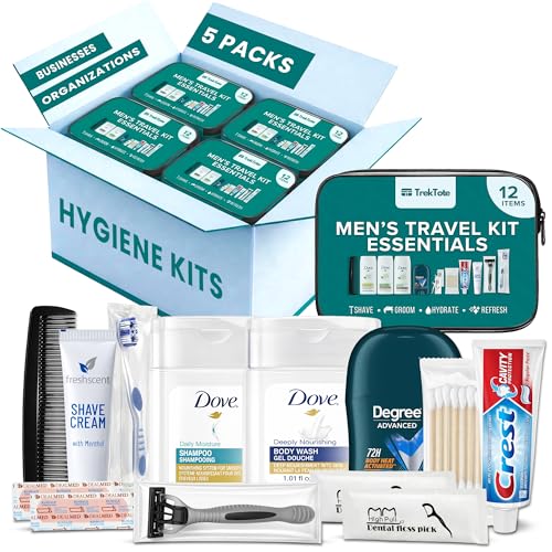 Bulk Men’s Hygiene Care Kits - 5 Pack with Shampoo, Body Wash & More