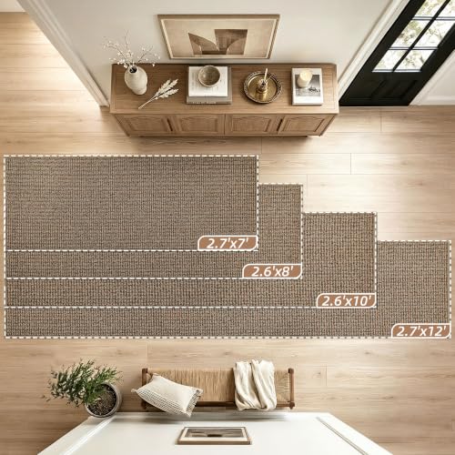 BEQHAUSE Taupe 2.6x10 ft Non-Slip Washable Hallway Runner Rug