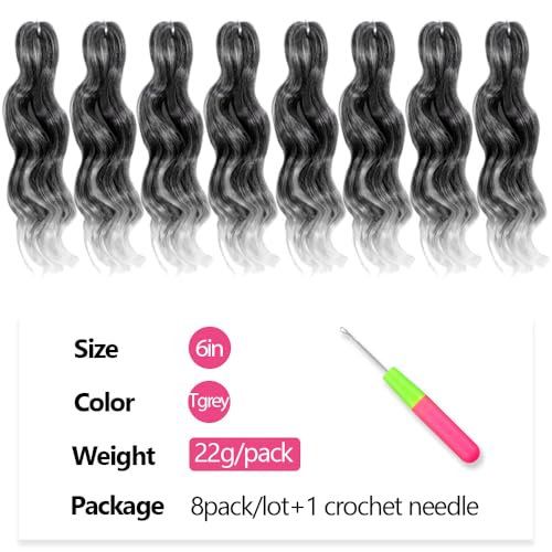 Tgrey Ocean Wave Crochet Hair for Black Women Water Wave Deep 6 Inch 8 Pack