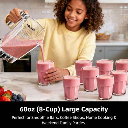 AIZIYO 2200W Heavy Duty Blender for Smoothies & Nut Milk, 60oz BPA-Free Pitcher, Dishwasher Safe, Multiple Programs, White