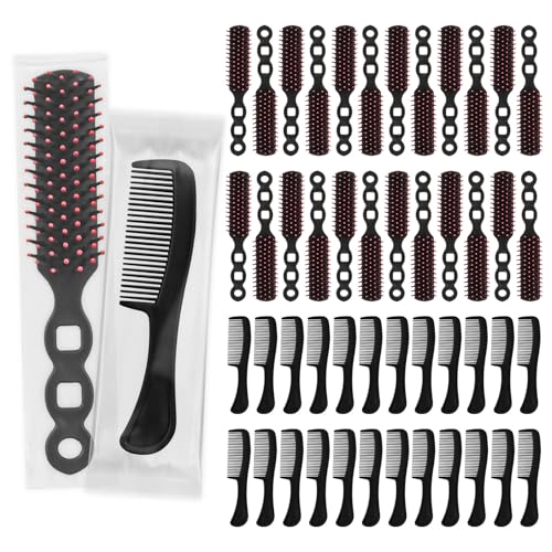 Disposable Black Hair Combs Pack of 100 - Individually Wrapped, Travel-Size Styling Tools with Brushes & Combs