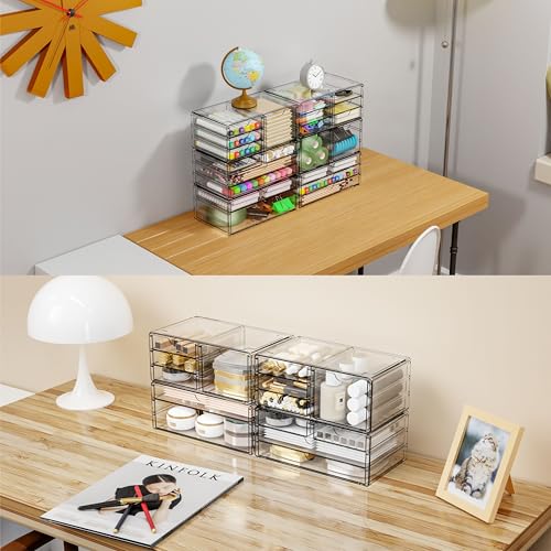 Large 6-Drawer Acrylic Stackable Organizer Set - Clear Makeup & Storage Bins