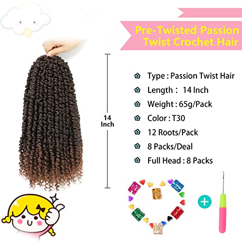Fulcrum Passion Twist Crochet Hair 14 Inch - T30# (8 Packs)