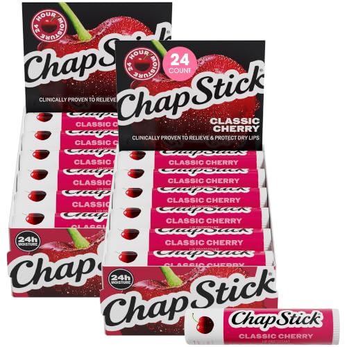 ChapStick Classic Cherry Lip Balm 24-Count Bulk Pack - Hydrating & Soothing