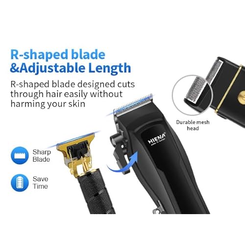 HIENA PRO Professional Hair Clipper Set for Men, Cordless Barber Clippers Set and Trimmer Kit, USB Rechargeable Electric Beard Trimmer Foil Shaver & Men's Facial Grooming Tool Kit, Gifts for Men