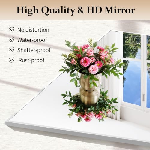 COFENY Silver Bathroom Mirror 36x30 Inch Rectangle Wall Mirror with Metal Frame, Modern Vanity for Bathroom & Entryway - Horizontal or Vertical Hanging