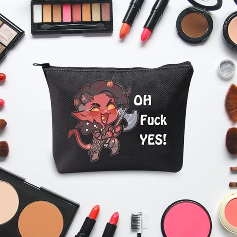 JXGZSO Oh F Yes Karlach Inspired Cosmetic Bag Funny RPG Gamer Gift BG3 Tiefling Makeup Bag (Oh F Yes Karlach Black)