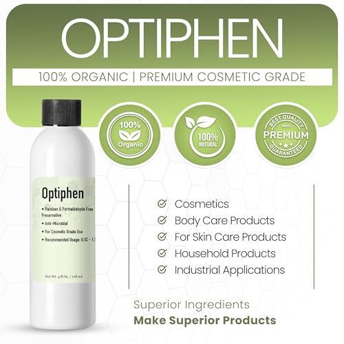 Optiphen Preservative (4 Oz / 118 mL) Optiphen Natural Preservative for Cosmetics Water Soluble Paraben Free Broad Spectrum Preservative for Lotion Making