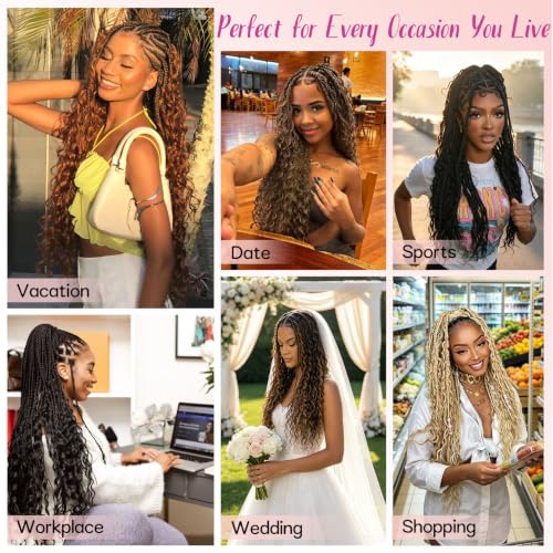 24 Inch Bohemian Box Braids Crochet Hair for Black Women - Chocolate Brown Mix Camel Blonde M33/30/27