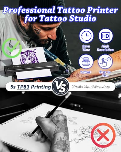 Wireless Tattoo Stencil Printer with Case - Phomemo TP83 Bluetooth Portable