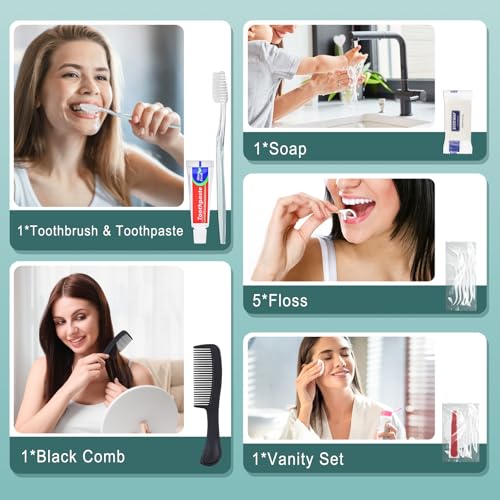 25 Sets Personal Hygiene Kit Bulk with Toothbrushes, Toothpaste & Accessories - Disposable