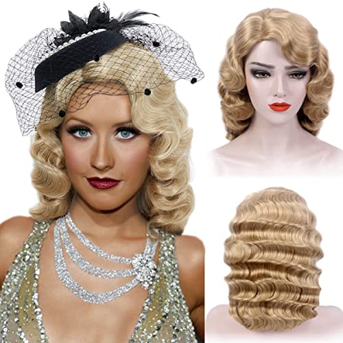 MEDISIFA Blonde 1920s Flapper Wig for Women Gatsby Roaring 20s Costume - Finger Wave Vintage Party Hair