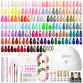 PEACECOLOR Gel Nail Polish Kit with U V Light 82PCS, 56 Colors Gel Polish Set with Cat Eye Gel Nail Polish 4Pcs Glossy/Matte/Glitter Top Base Coat Rhinestones Manicure Kit Gifts for Women Salon Home