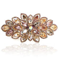 Large Gold-Plated Rhinestone Hair Barrette - Colorful Floral Style, 3.5 Inch - Variation: Colorful