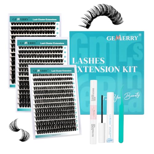 GEMERRY DIY Lash Clusters Kit 10-18mm 60D+80D+100D D Curl Eyelash Extension Set