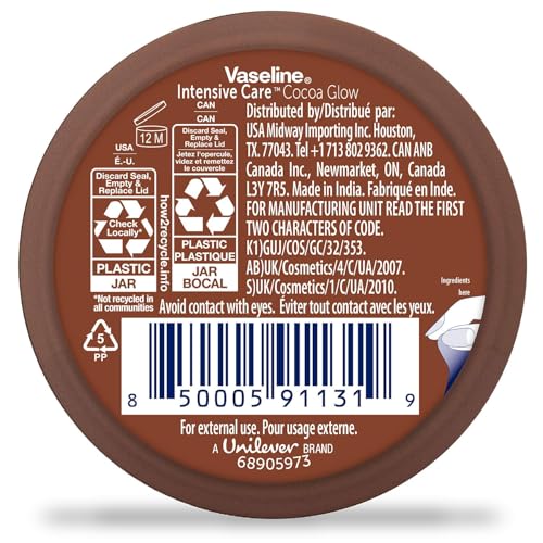 Vaseline Cocoa Glow Body Cream 6-Pack ? Pure Cocoa Butter 48H Moisturizing Cream for Dry Skin, Travel-Size, 2.53 Fl Oz Ea