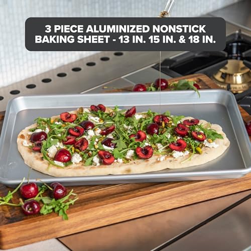 Viking Premium Nonstick Baking Sheet Set - 13, 15 & 18 Inch Heavy Gauge Aluminum