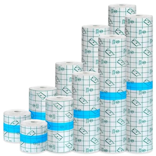Autdor 10 Rolls Tattoo Aftercare Bandages - Waterproof Transparent Film Wraps, 2/4/6/8/10 Inch x 2.2 Yard - Mix 10pcs