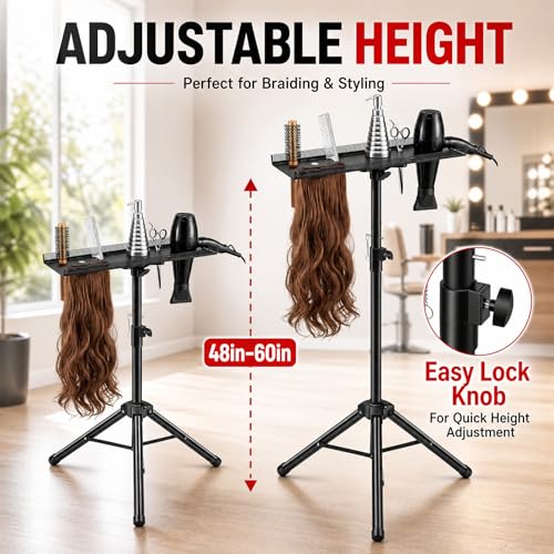 Adjustable Stainless Steel Braiding Rack for Hair Extensions & Salon Use