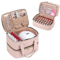 Dusty Rose Nail Polish Organizer Case Holds 50 Bottles & Nail Lamp