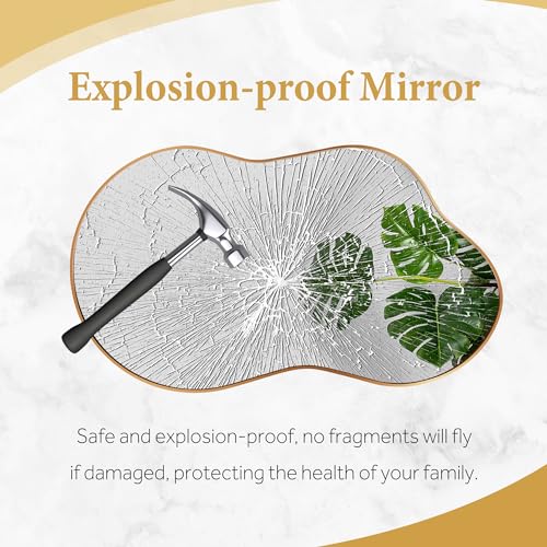 Rose Gold Bathroom Mirror for Over Sink 20x36 Inch Wall Mirror - Unique Asymmetrical Design