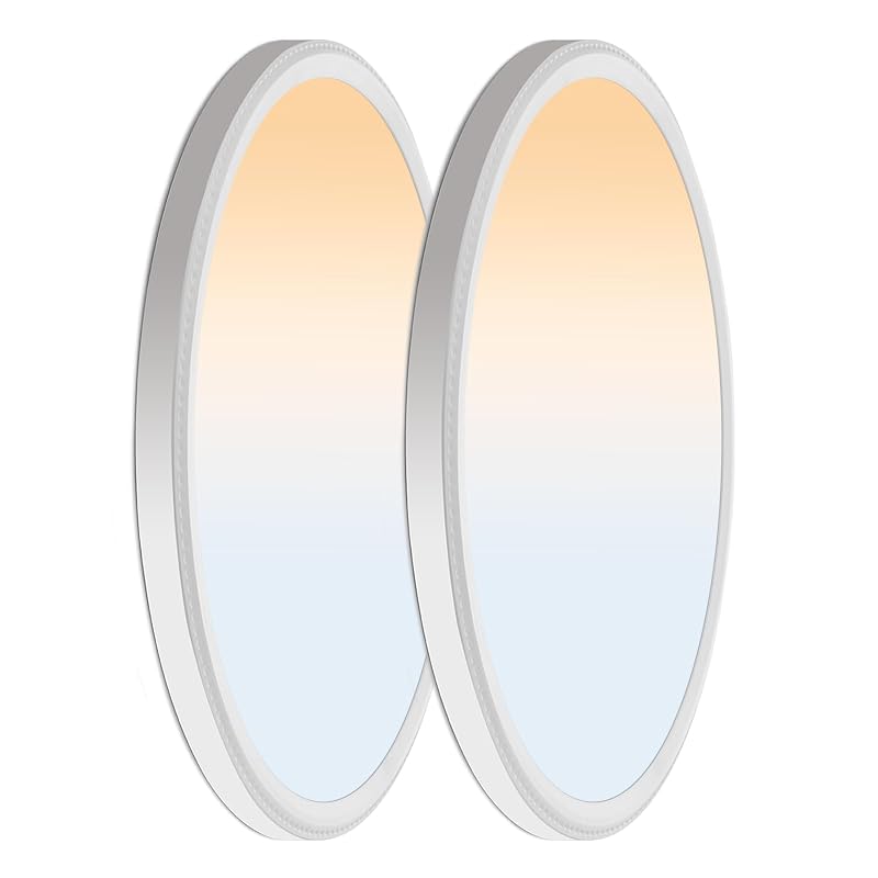 5CCT 3000K-6000K Dimmable 20in LED Flush Mount Ceiling Light - White & 2Pack