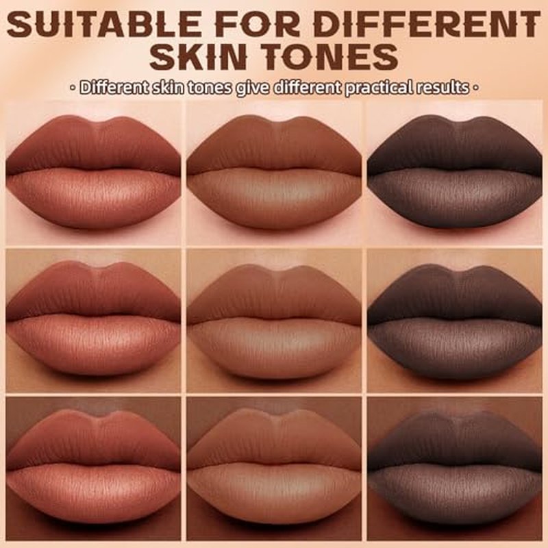 3 Colors 2 in 1 Lip Liner Set, Matte Nude Dark Brown Red Lip Liner Plumping Smooth Creamy Lip Pencil, High Pigmented Long lasting Light Brown Lipstick Makeup