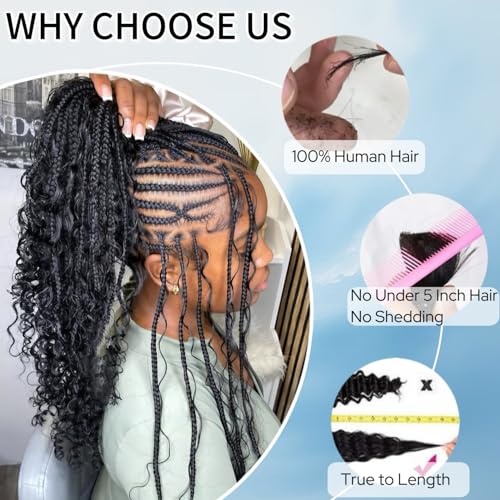 Hunt Charm Water Wave Human Braiding Hair 16inch Boho Curly Extensions 100g - Natural Color