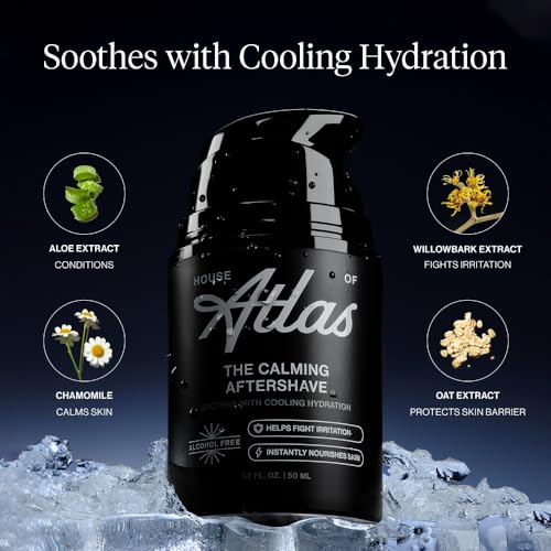 Calming Aftershave for Men, Hydrating & Soothing Post-Shave Lotion with Aloe, Chamomile & Witch Hazel, Alcohol Free, Lightweight, Restores Skin Barrier & Softens Stubble, 1.7 Fl. Oz