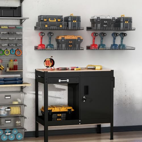 Ultrawall Black Wall Mounted Garage Storage Shelf Rack 4 Pack Heavy Duty