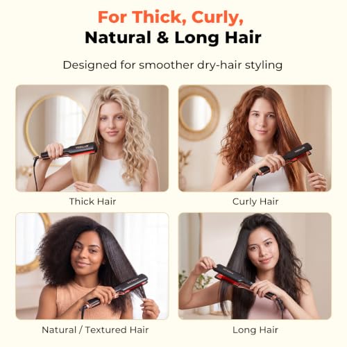 Ceramic Hair Straightener 1.75 Inch Wide Infrared Flat Iron for Thick & Curly Hair - Matte Black