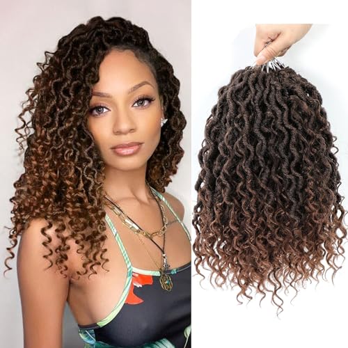 Pre-Looped Goddess Locs Crochet Hair 12 Inch - T30, 8 Packs, Lightweight & Natural Look