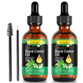 Uocasi Jamaican Black Castor Oil - 2Pack, 100% Pure and Organic, Cold Pressed in Glass Bottles for Hair Growth, Eyebrow Nourishment, and Skin Hydration, 4.04 Oz