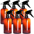 Youngever 6 Pack Empty Amber Plastic Spray Bottles, 12 Ounce Refillable Container for Essential Oils, Cleaning Products, or Aromatherapy, Trigger Sprayer with Mist and Stream Settings