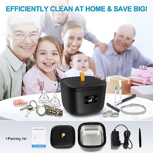 Ultrasonic Retainer Cleaner Machine 43kHz with 255ML Tank for Dentures Jewelry