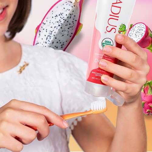 Kids Organic Toothpaste with Dragon Fruit - Pack of 2, 3oz - Non-Toxic & Fluoride-Free