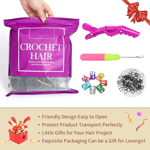9 Packs 14 Inch Goddess Box Braids Crochet Hair with Curly Ends - Pre-Looped Boho Crochet Braid for Black Women, 1B/4/30#