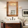 Rustic Wooden Wall Mirror - 32x24 Inch Farmhouse Bathroom Vanity Mirror - Brown - Vertical or Horizontal Hanging