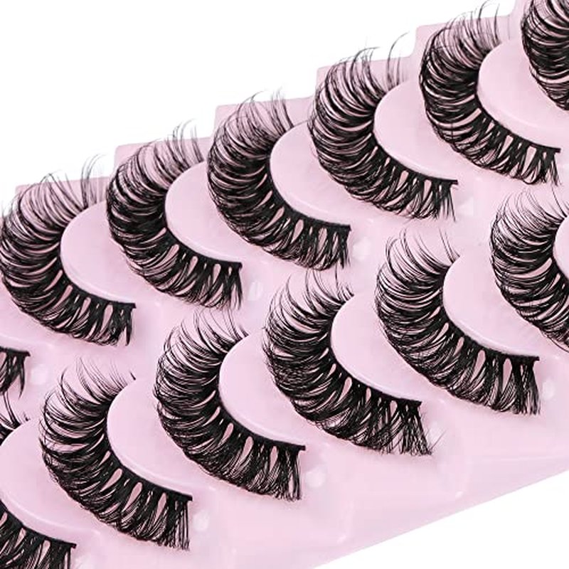 Eyelashes Russian Strip Lashes D Curly False Eyelashes Wispy Natural Cat Eye False Lashes Look like Eyelash Extensions 10 Pairs by Yawamica (Pack of 2)