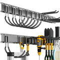 Garage Tool Organizer Wall Mount - 64 Inch Heavy Duty Steel Storage System with 10 Adjustable Hooks - Black
