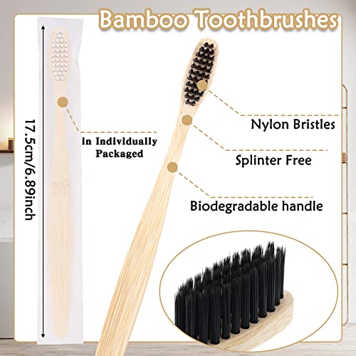 Bamboo Toothbrushes Bulk Pack - 200 Soft Charcoal Toothbrushes for Travel & Home