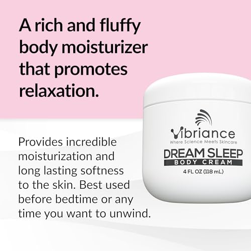 Vibriance Dream Sleep Body Cream, 4 fl oz - Fluffy Full Moisturizer for Dry Skin, Relaxation and Rejuvenation with Therapeutic Ingredients, Soothing Vanilla Aromatics