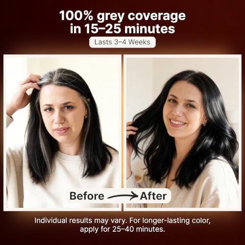 Herbishh Natural Black Hair Dye Shampoo 500ml for Gray Hair Coverage