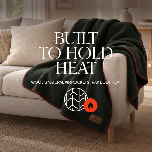Military Green Wool Blanket Twin Size 62x84 - Extreme Winter Warmth