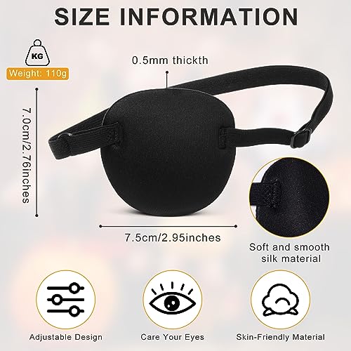 Pirate Eye Patches for Adults - Black, Adjustable, 54 Pieces Set