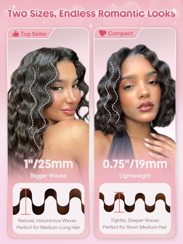 SHEGLAM Pink 1-Inch Beach Wave Hair Waver - Hair Styling Tool for Waves
