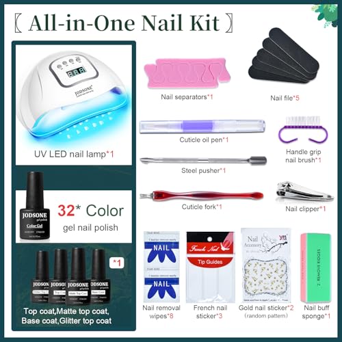 JODSONE 32-Color Gel Nail Polish Kit with UV Light & Manicure Tools - Variation KIT-2